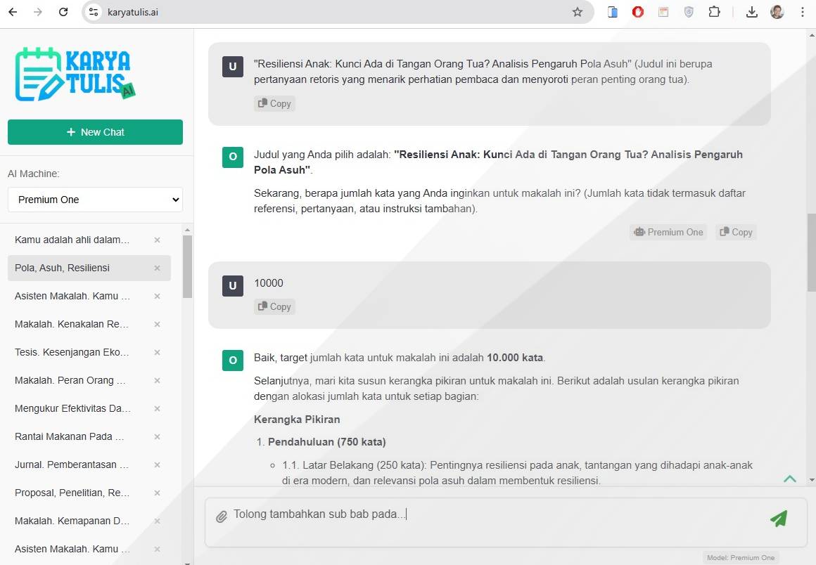 Screenshot Aplikasi KaryaTulis AI